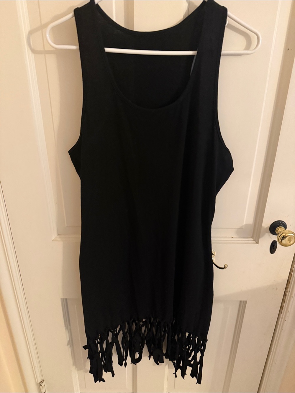 Black Fringe Hem Sleeveless Tank Dress Juniors Size L